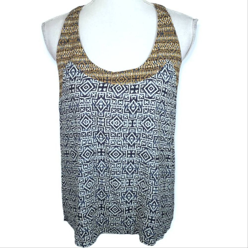 XHILARATION NAVY, WHITE, & GOLD TANK TOP W/ SPLIT BACK SZ.XXL NWT